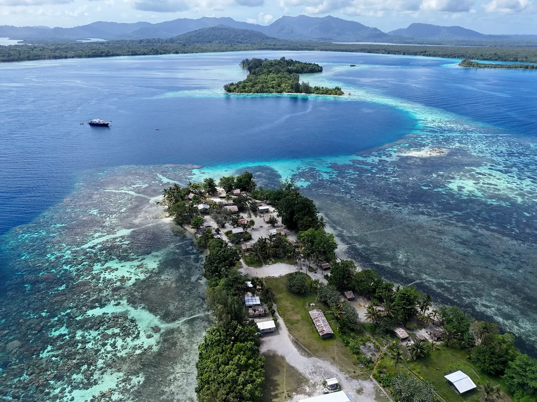 A diver above Karumolun reef in the Russell Islands