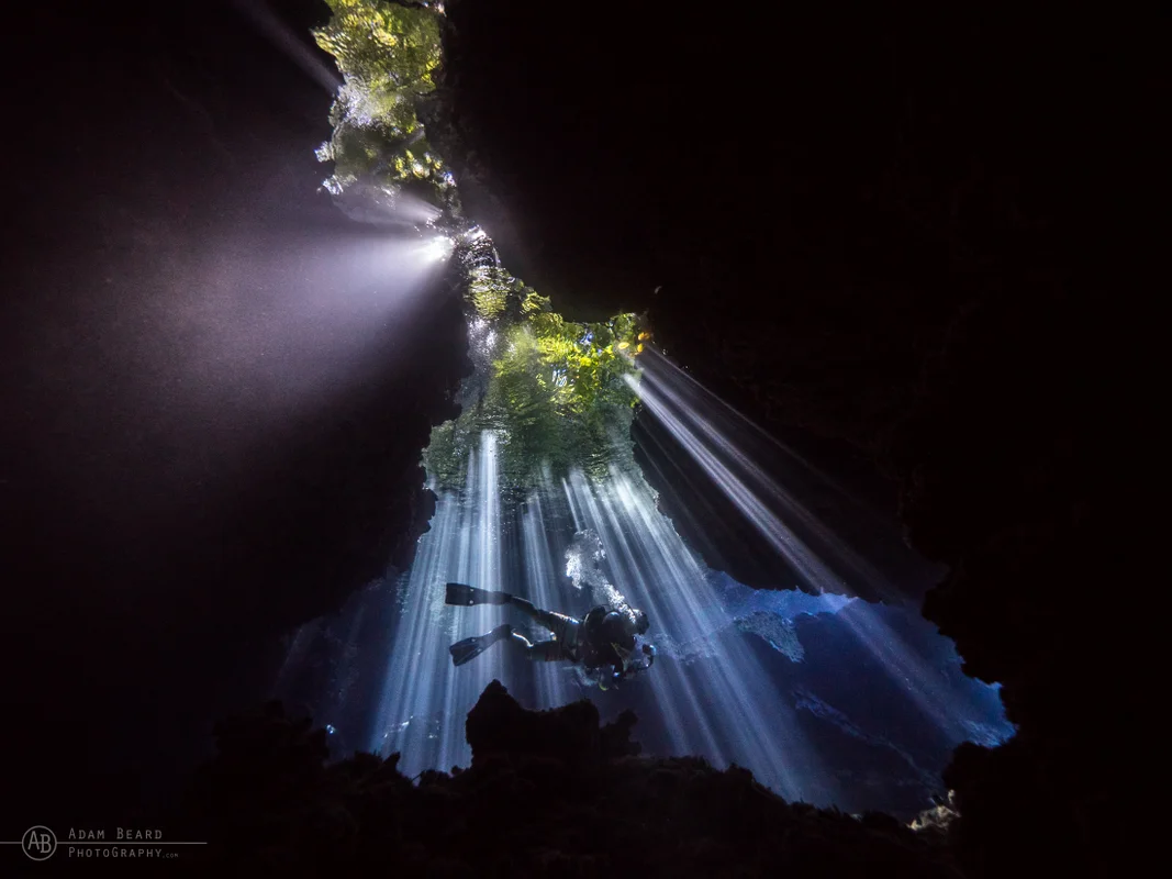 Sunlit cavern in the Solomon Islands
